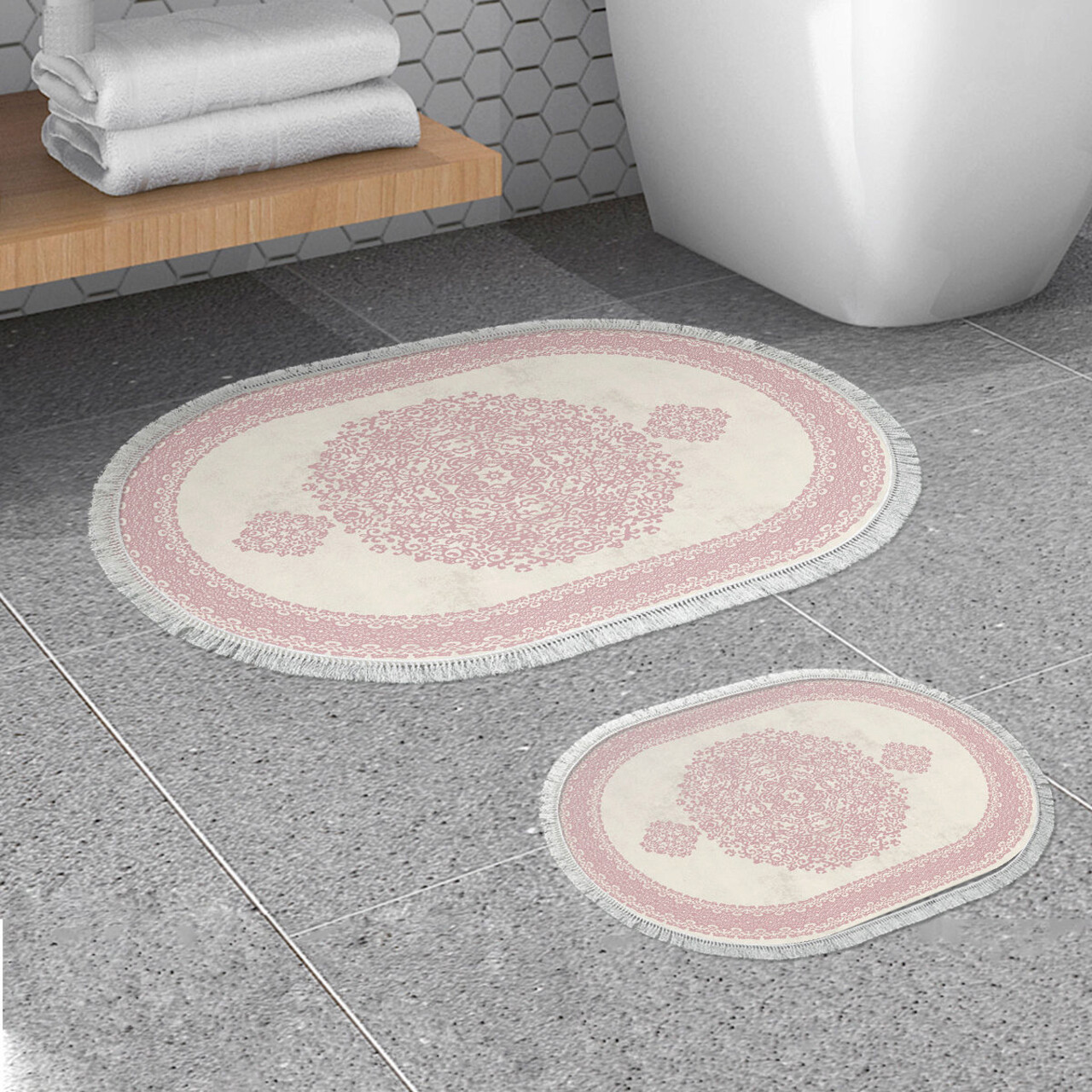 Set covorase de baie, L'essentiel Maison, 410602, Roz pudra - imagine 5